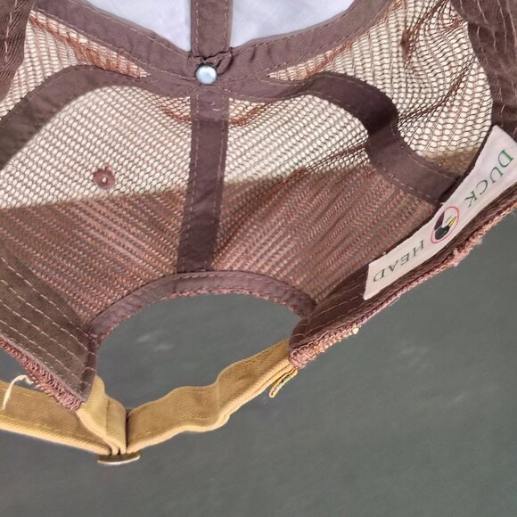 Duck Head Mesh Hat Cap Strap Back Brown Sanforized Patch Logo Trucker Mens - Picture 9 of 12